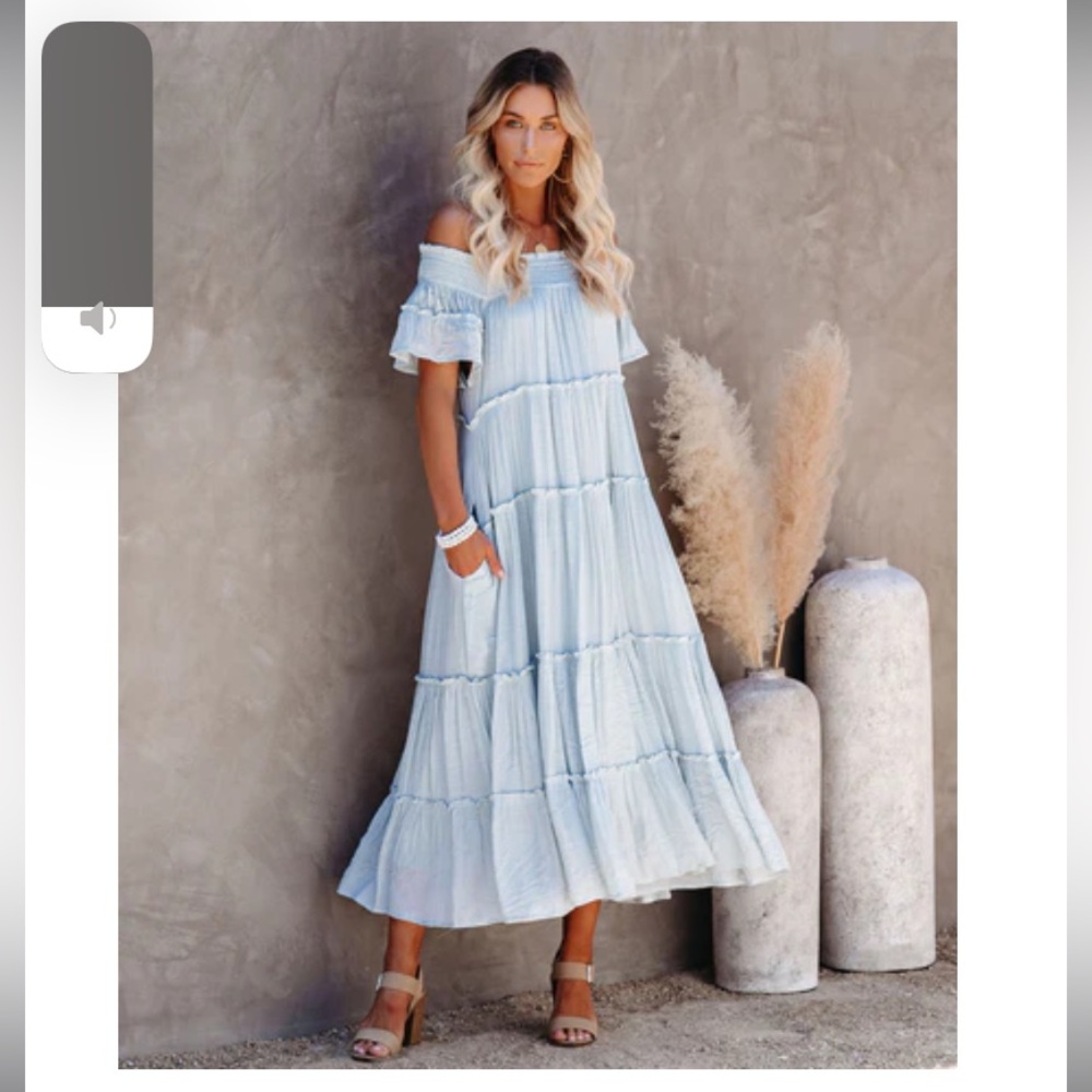Vici Confident Off The Shoulder Tiered Maxi Dress